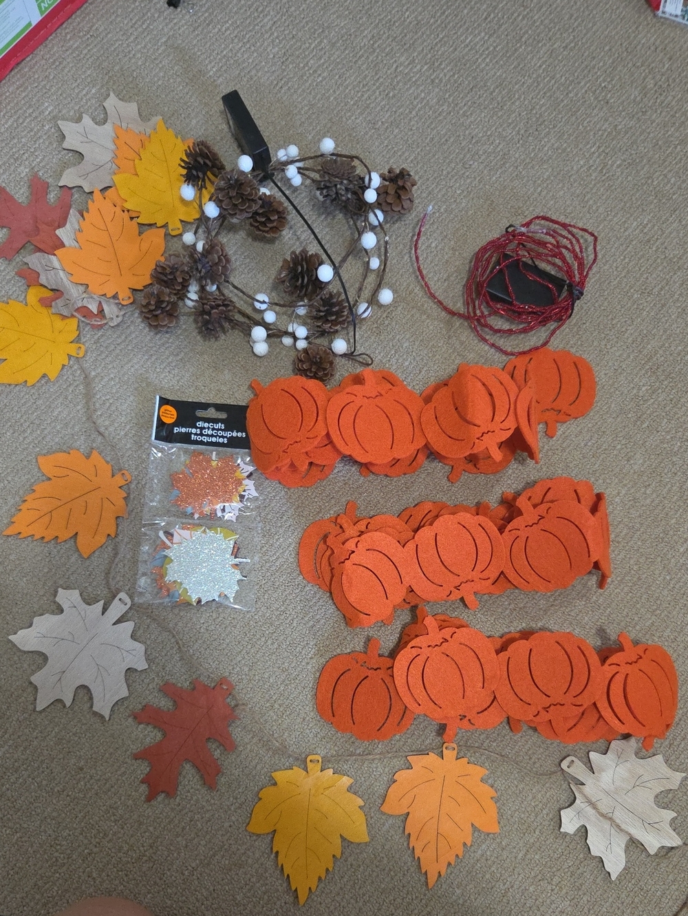 Autumn Pumpkin & Leaf Garland - Orange Fall Party Decor